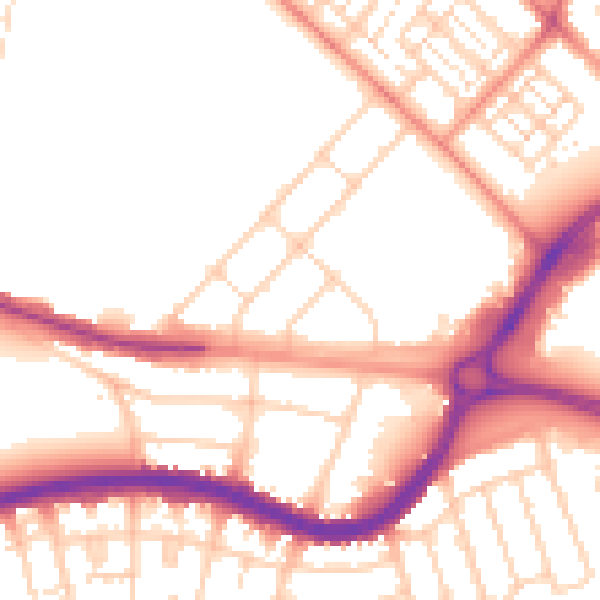 Daytime road noise heatmap for DN2 6AN