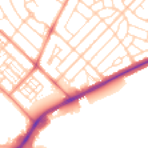 Daytime road noise heatmap for DN2 6DU