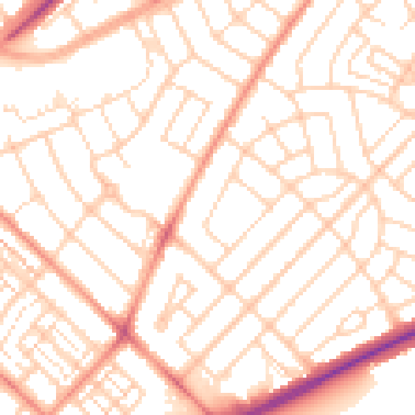 Daytime road noise heatmap for DN2 6ES