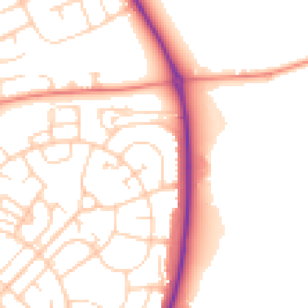 Daytime road noise heatmap for DN2 6HZ