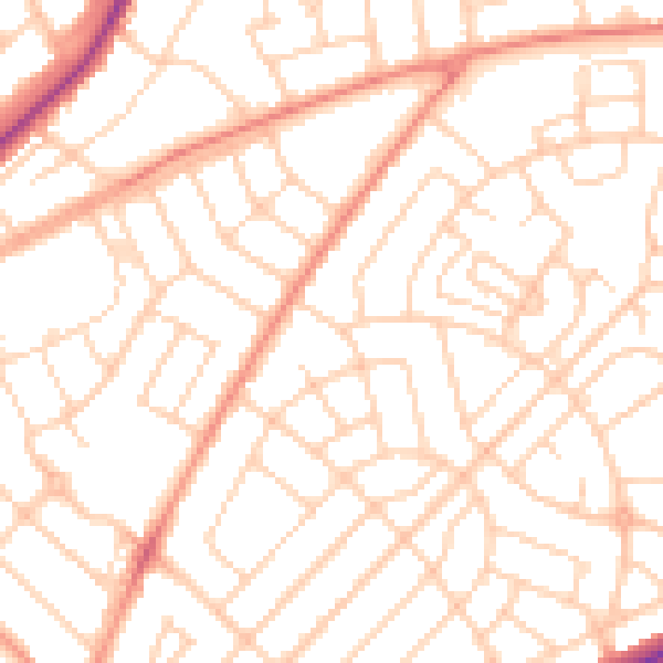 Daytime road noise heatmap for DN2 6LA