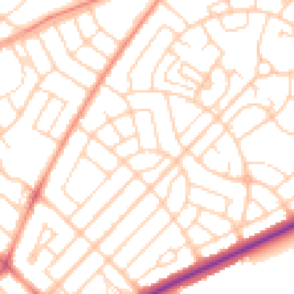 Daytime road noise heatmap for DN2 6LH