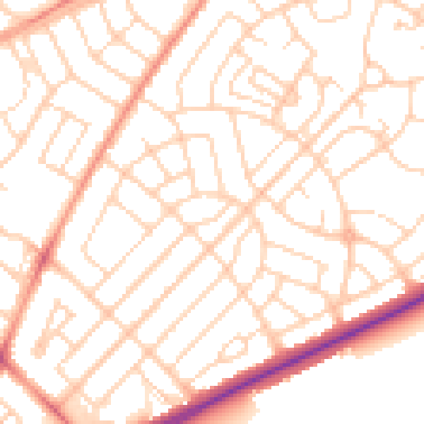 Daytime road noise heatmap for DN2 6LS