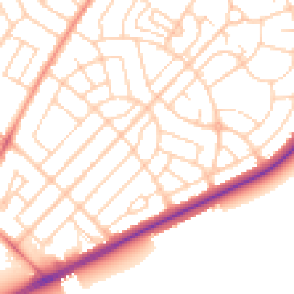 Daytime road noise heatmap for DN2 6PA