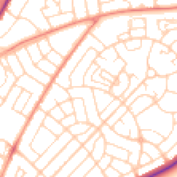 Daytime road noise heatmap for DN2 6PN