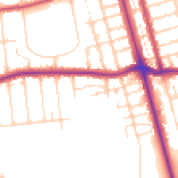 Daytime road noise heatmap for DN32 0AB