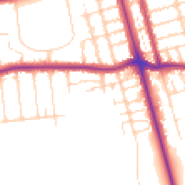 Daytime road noise heatmap for DN32 0AE