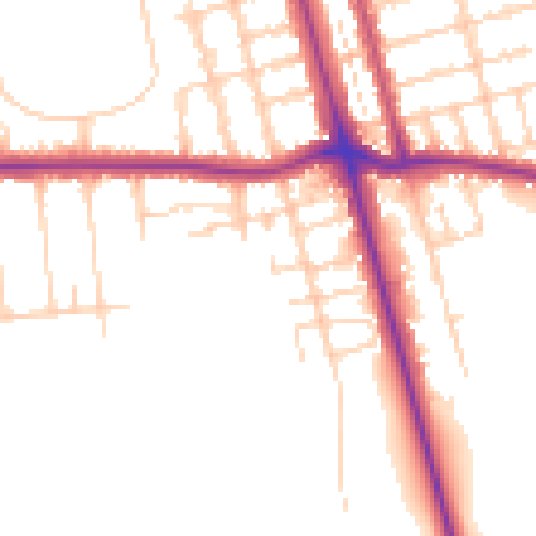Daytime road noise heatmap for DN32 0AL