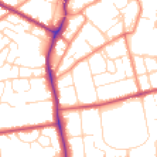 Daytime road noise heatmap for DN32 0BE