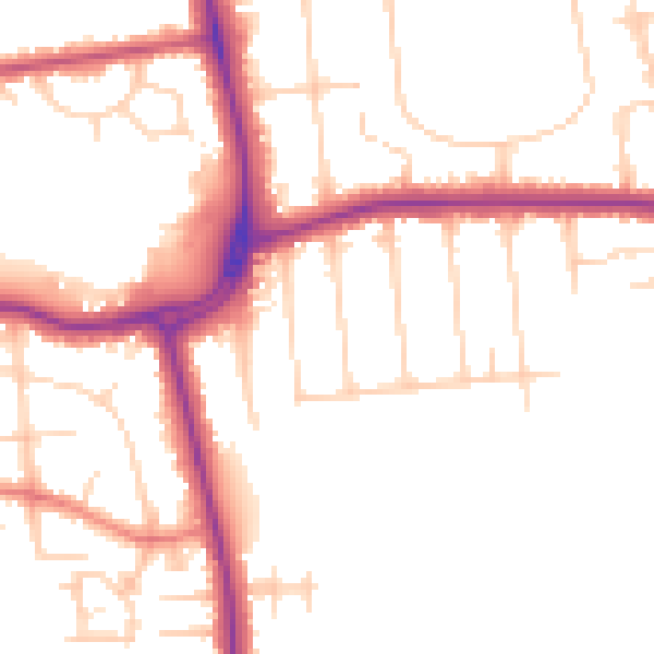 Daytime road noise heatmap for DN32 0BP