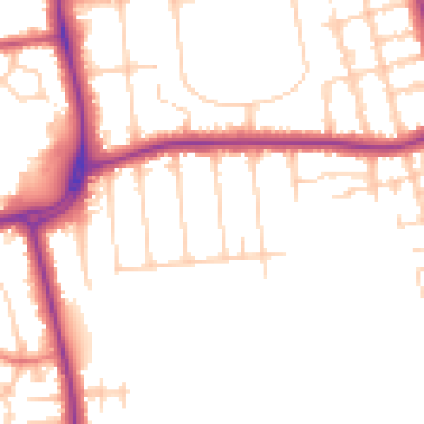 Daytime road noise heatmap for DN32 0BT