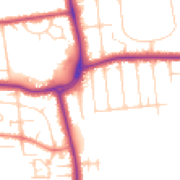 Daytime road noise heatmap for DN32 0BW