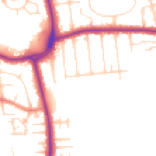 Daytime road noise heatmap for DN32 0BX