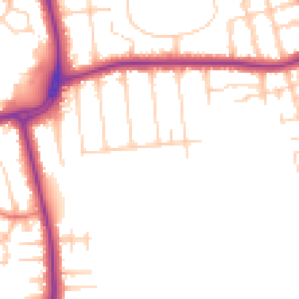 Daytime road noise heatmap for DN32 0BY