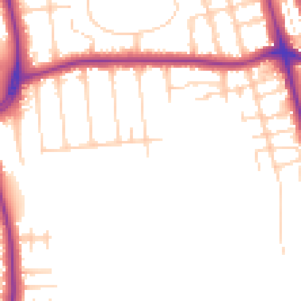 Daytime road noise heatmap for DN32 0BZ