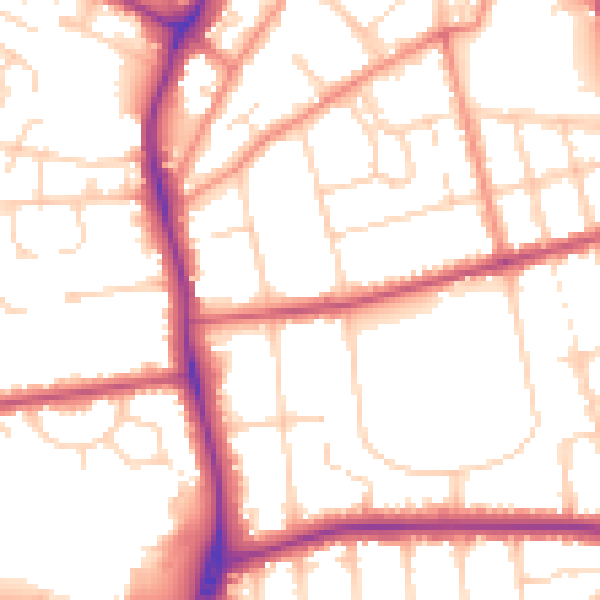 Daytime road noise heatmap for DN32 0DT