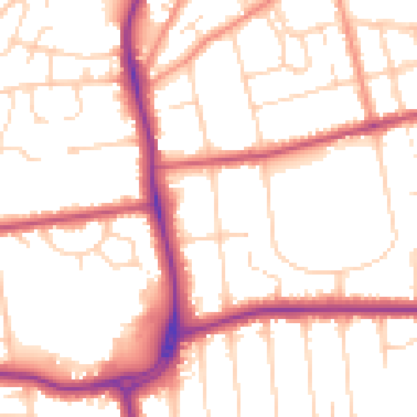 Daytime road noise heatmap for DN32 0EA