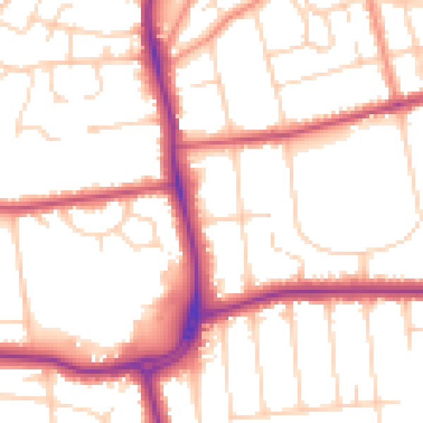 Daytime road noise heatmap for DN32 0EB