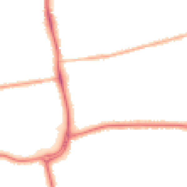 Night-time road noise heatmap for DN32 0ED