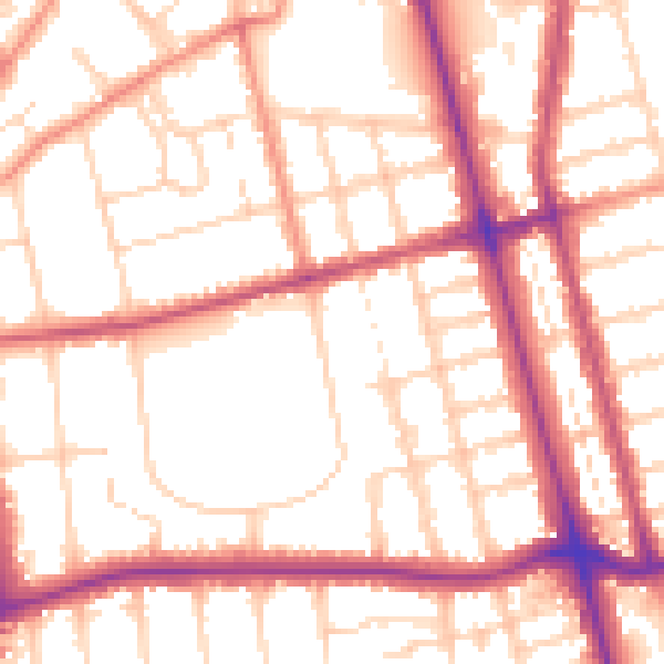 Daytime road noise heatmap for DN32 0EQ