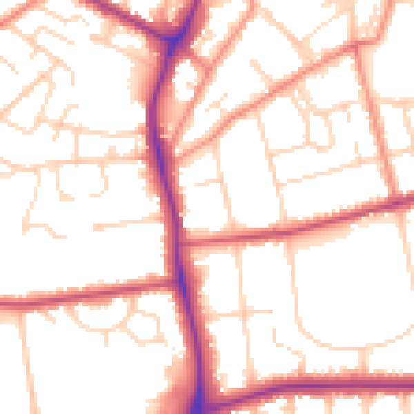 Daytime road noise heatmap for DN32 0HE