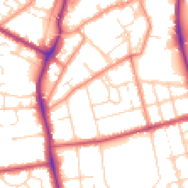 Daytime road noise heatmap for DN32 0HJ