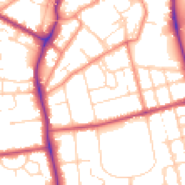 Daytime road noise heatmap for DN32 0JA
