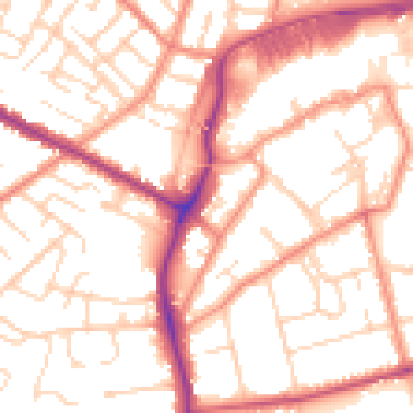 Daytime road noise heatmap for DN32 0QJ