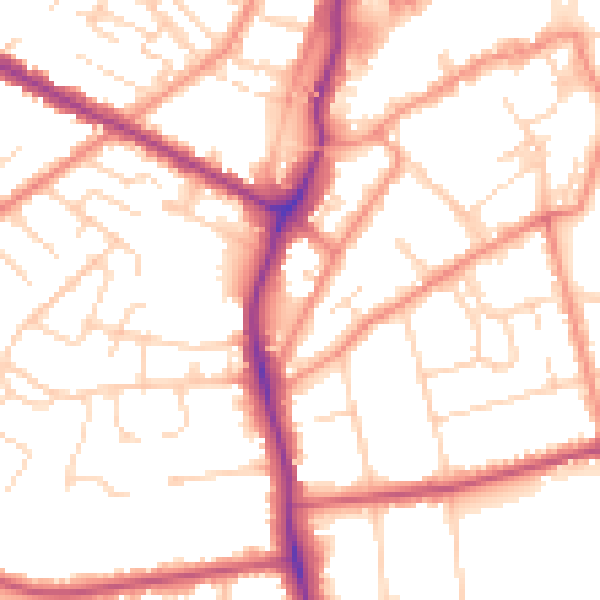 Daytime road noise heatmap for DN32 0QN