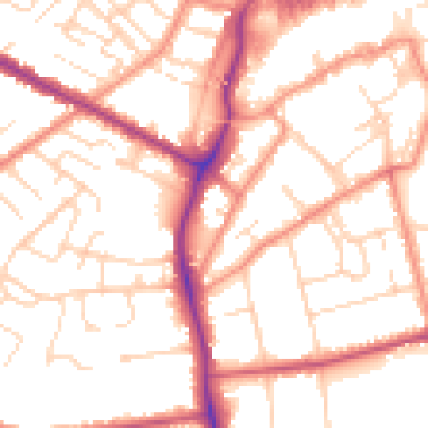 Daytime road noise heatmap for DN32 0QY