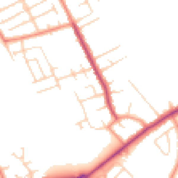 Daytime road noise heatmap for DN32 8JB