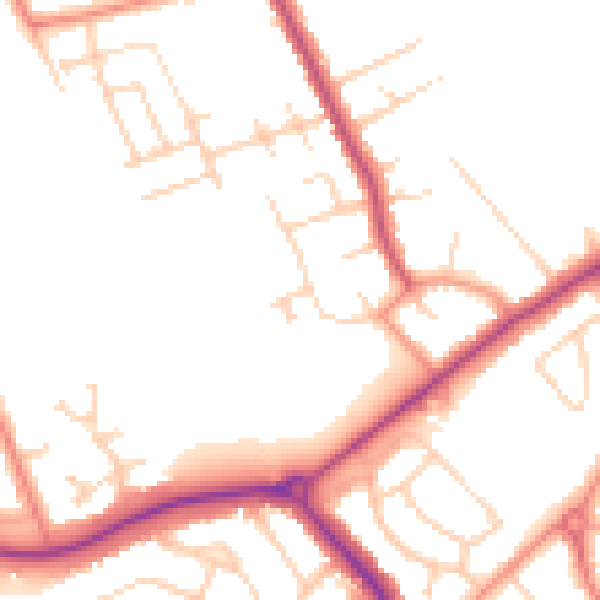 Daytime road noise heatmap for DN32 8NB