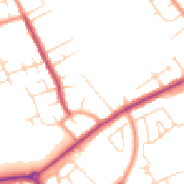 Daytime road noise heatmap for DN32 8NH