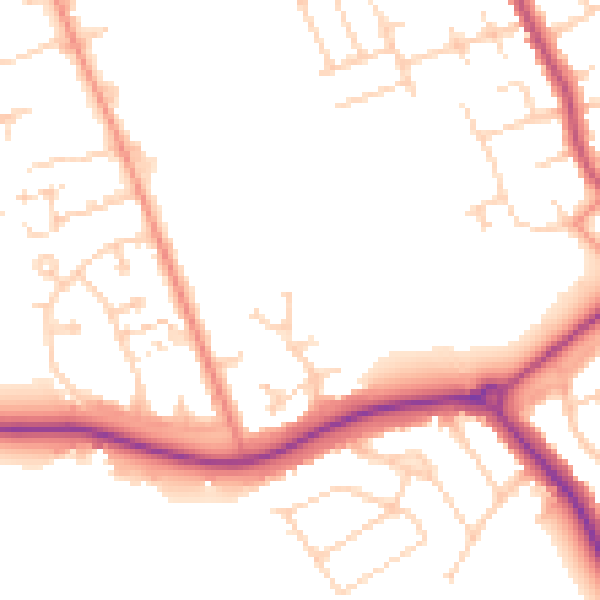 Daytime road noise heatmap for DN32 8QU