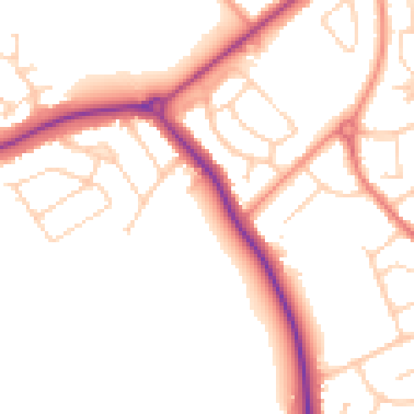 Daytime road noise heatmap for DN32 8QX
