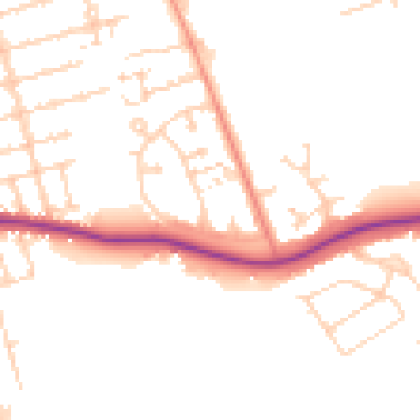 Daytime road noise heatmap for DN32 9SZ