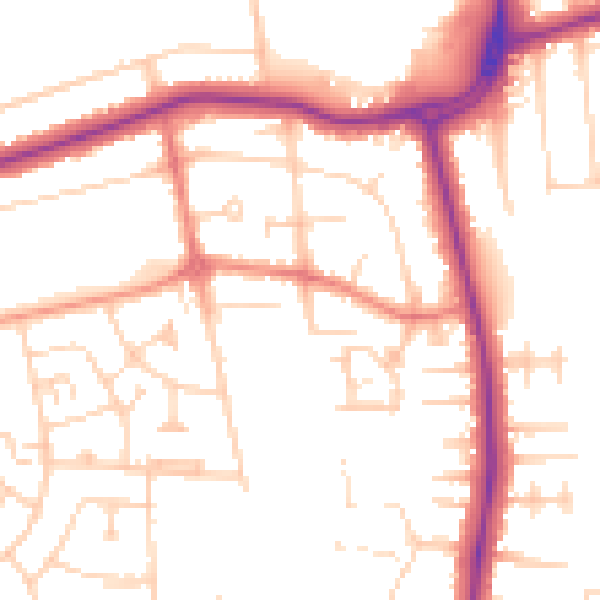 Daytime road noise heatmap for DN33 1AA