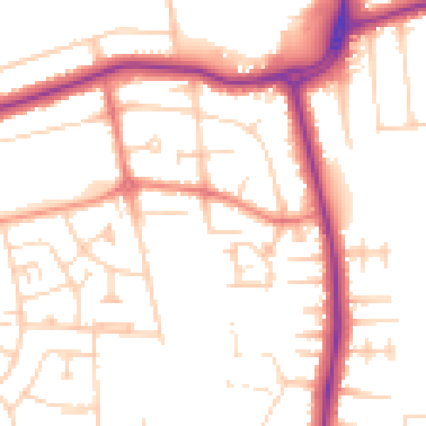 Daytime road noise heatmap for DN33 1AB