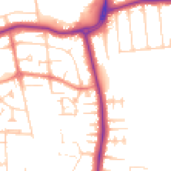 Daytime road noise heatmap for DN33 1AE