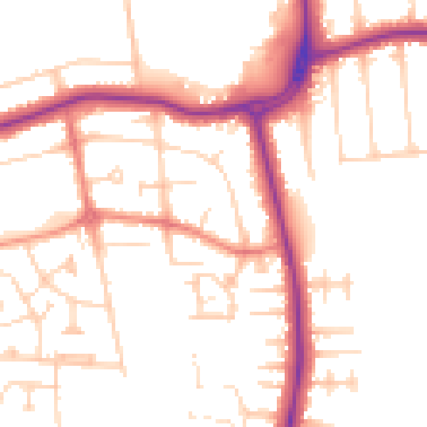 Daytime road noise heatmap for DN33 1AF