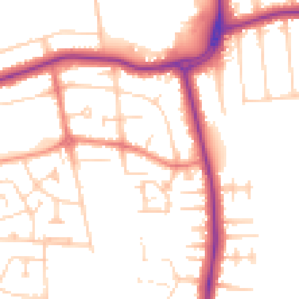 Daytime road noise heatmap for DN33 1AG