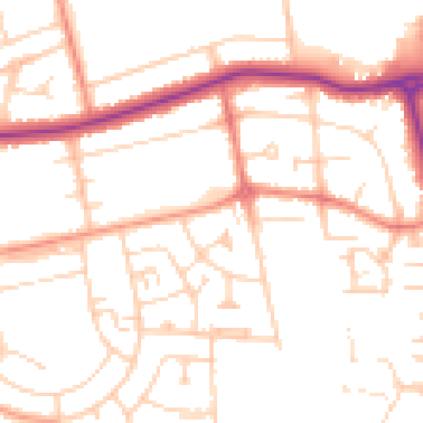 Daytime road noise heatmap for DN33 1AJ