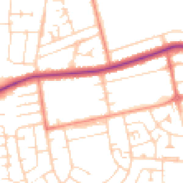 Daytime road noise heatmap for DN33 1AX