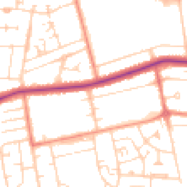 Daytime road noise heatmap for DN33 1AZ