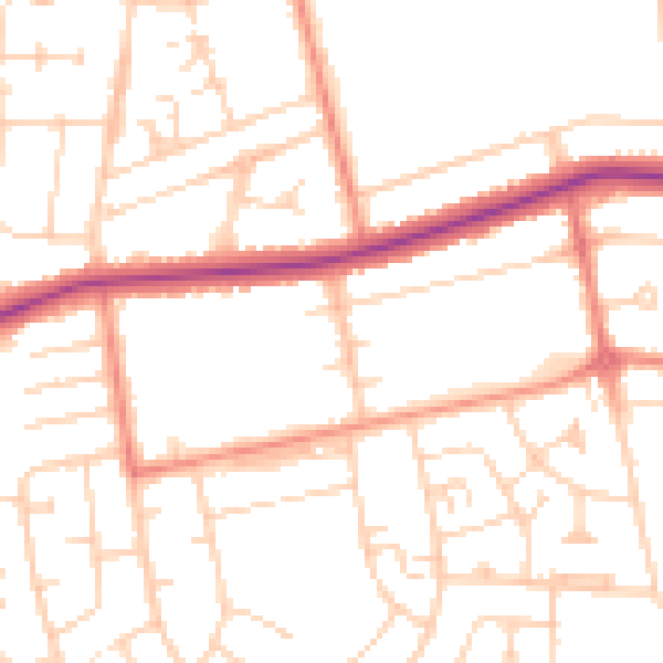 Daytime road noise heatmap for DN33 1BA