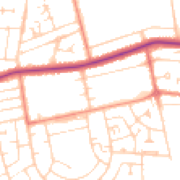 Daytime road noise heatmap for DN33 1BB