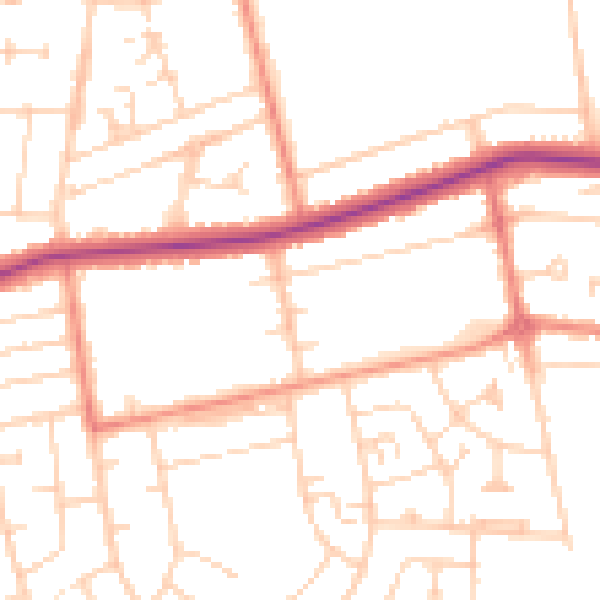 Daytime road noise heatmap for DN33 1BE