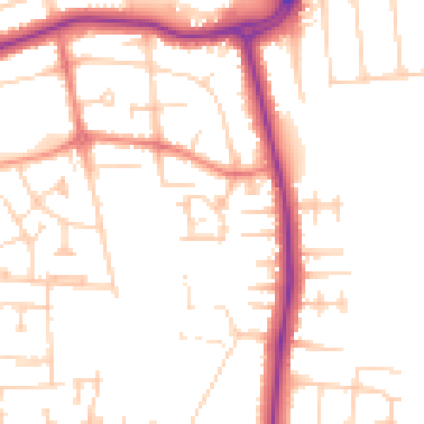 Daytime road noise heatmap for DN33 1BF