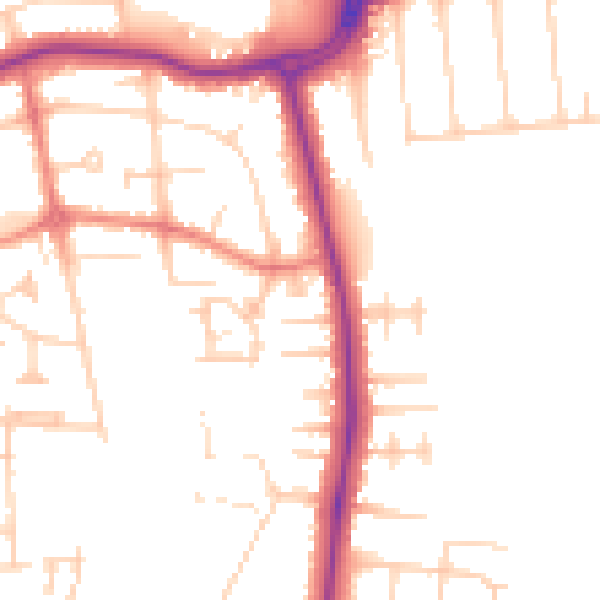 Daytime road noise heatmap for DN33 1BG