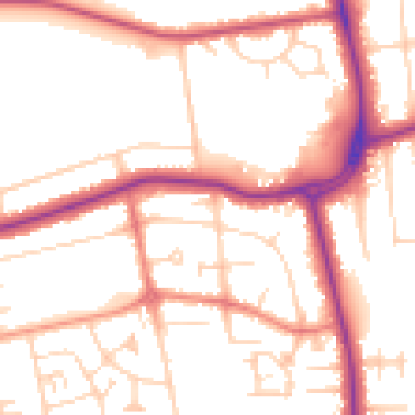Daytime road noise heatmap for DN33 1BN